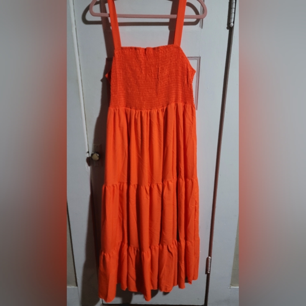 Vibrant Orange Strapless Dress